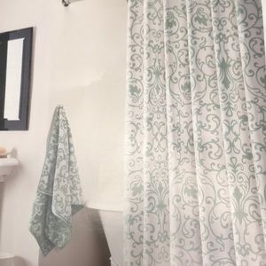 Tahari Home Luxurious Fabric Shower Curtain Imperial Damask 72 X 72 Blue/White and Gray Tahari Home Luxurious Fabric Shower Curtain Imperial Damask 72 X 72 Blue/White and Gray